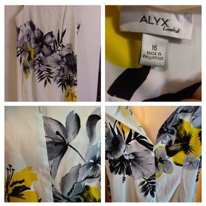 ALYX Limited- Women’s- Size 16 White with black and yellow flower pattern.